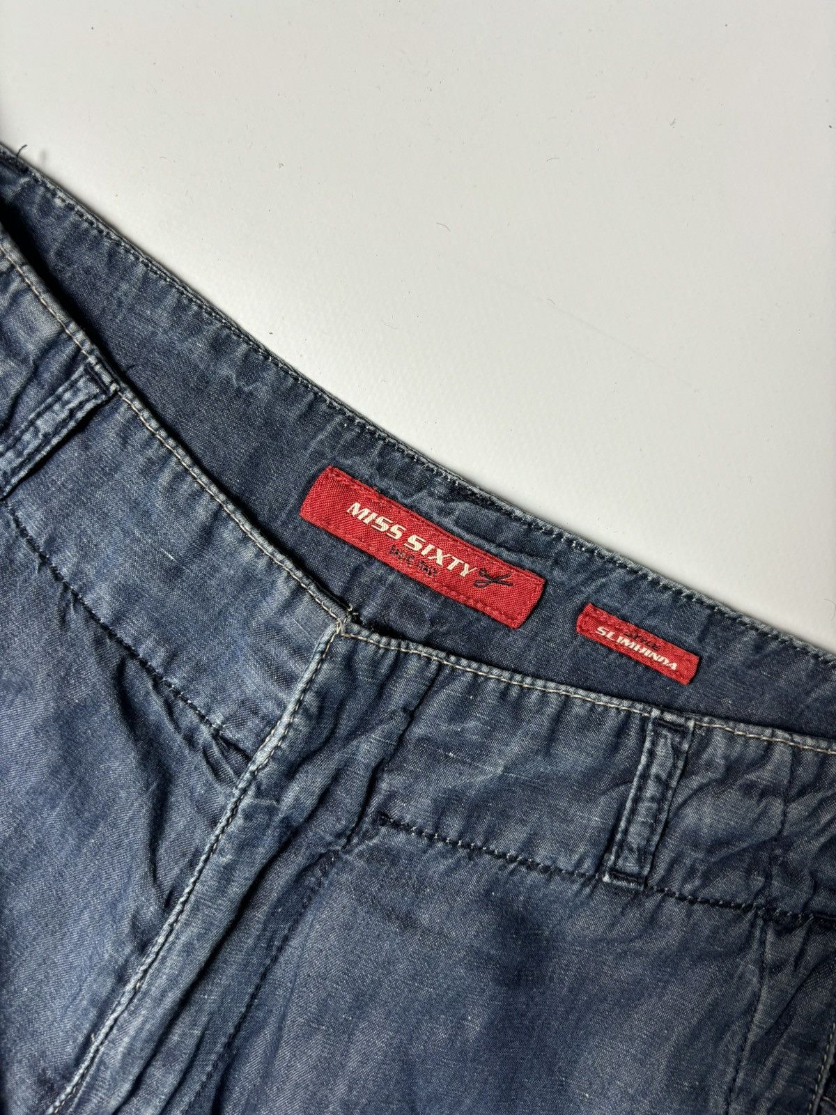 MISS SIXTY VINTAGE JEANS LIGHT FLARED BONDAGE DENIM PANTS
