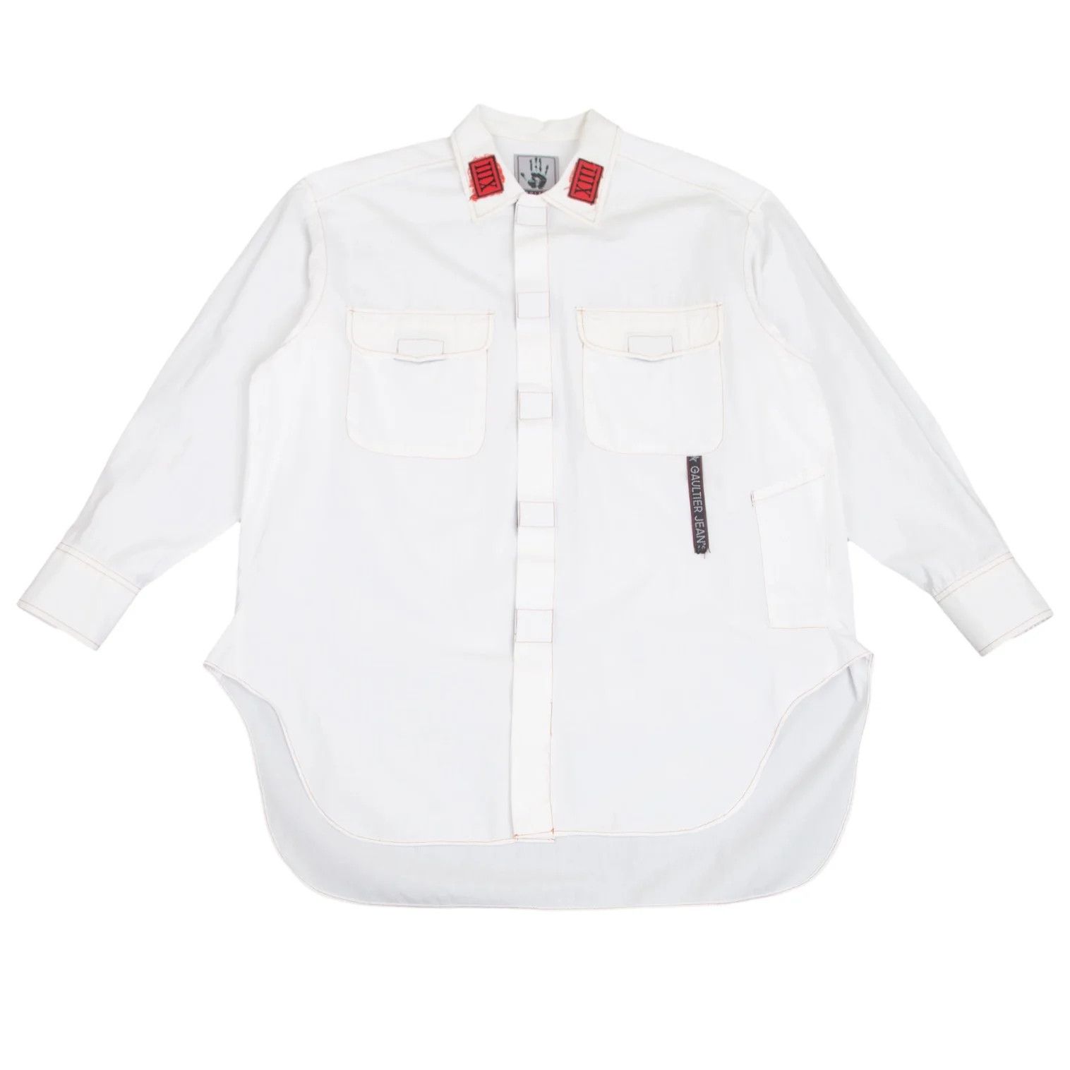 Jean Paul Gaultier Velcro Pocket Design Shirt in White Size 40 Size US XXS / EU 40 - 1 Thumbnail