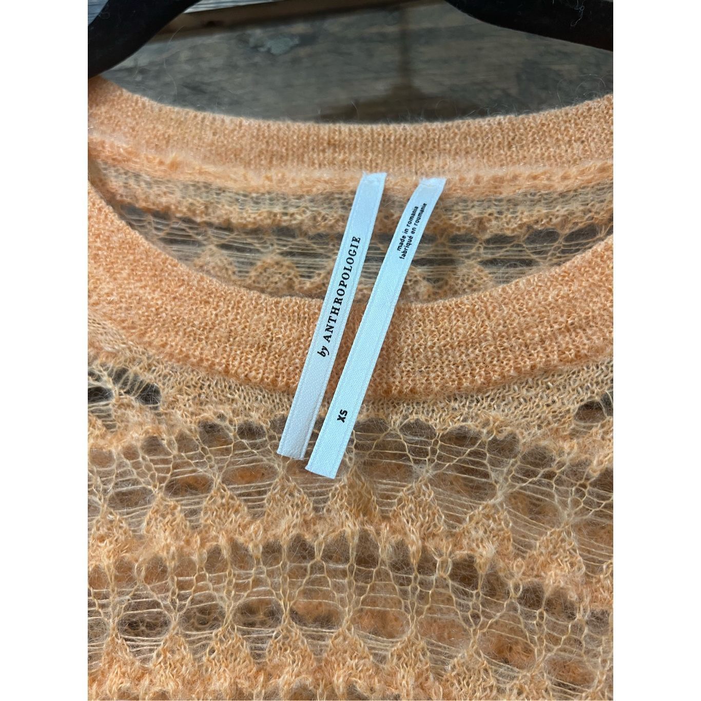 Anthropologie Anthropologie Orange sheer Open-Stitch Pullover Sweater oversized sz XS Size XS / US 0-2 / IT 36-38 - 5 Thumbnail