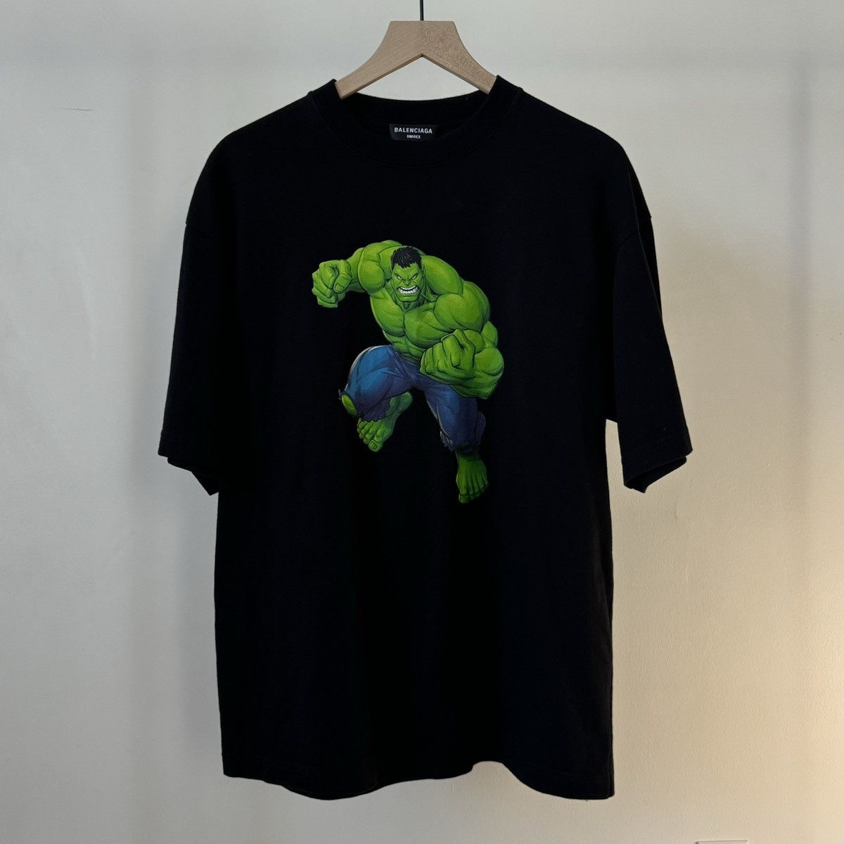 Pre-owned Balenciaga Marvel Hulk Black Shirt