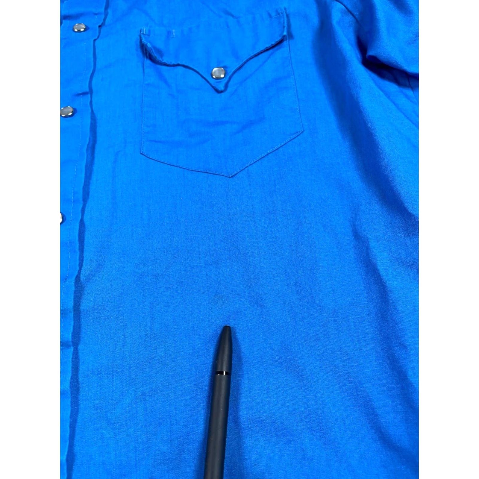 Vintage VTG Yes H Bar C Distressed Western Shirt 17-33 Blue Snap Button USA Made Size US XL / EU 56 / 4 - 7 Thumbnail