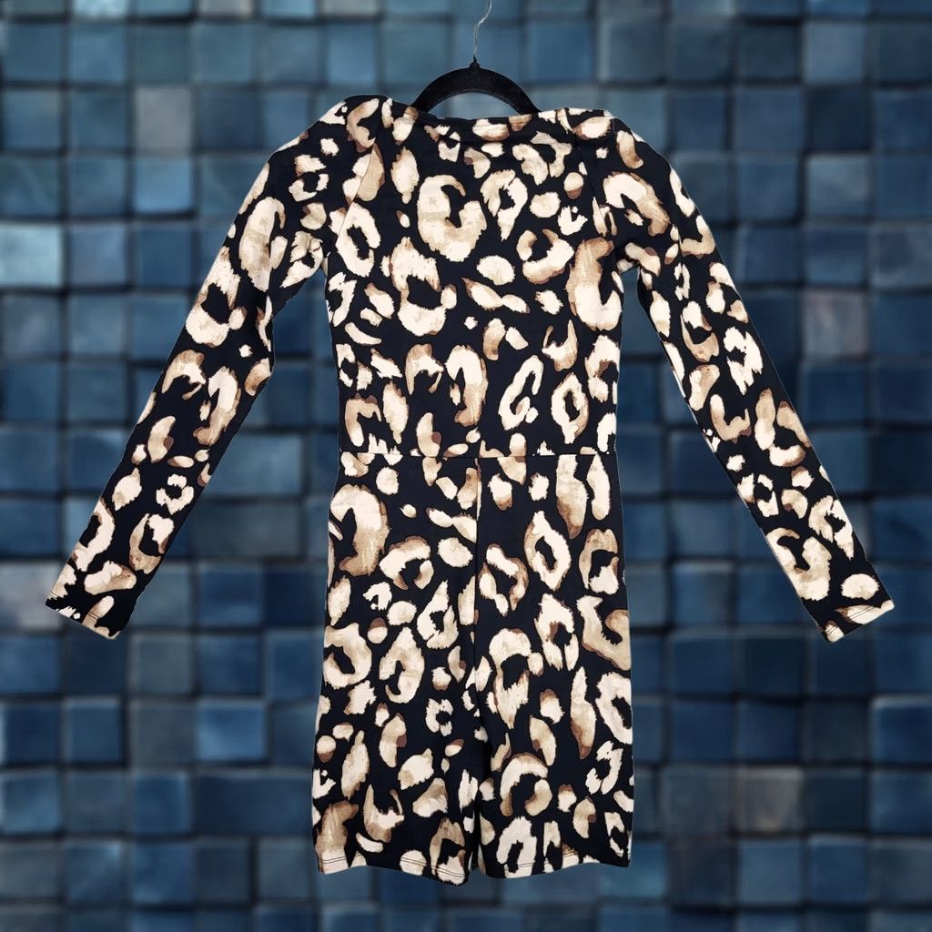 H&M H&M Womens Long Sleeve Stretch Unitard Jumpsuit XS New Multicolor Animal Print Square Neck Skinny Legged One-Piece Size XS / US 0-2 / IT 36-38 - 1 Thumbnail