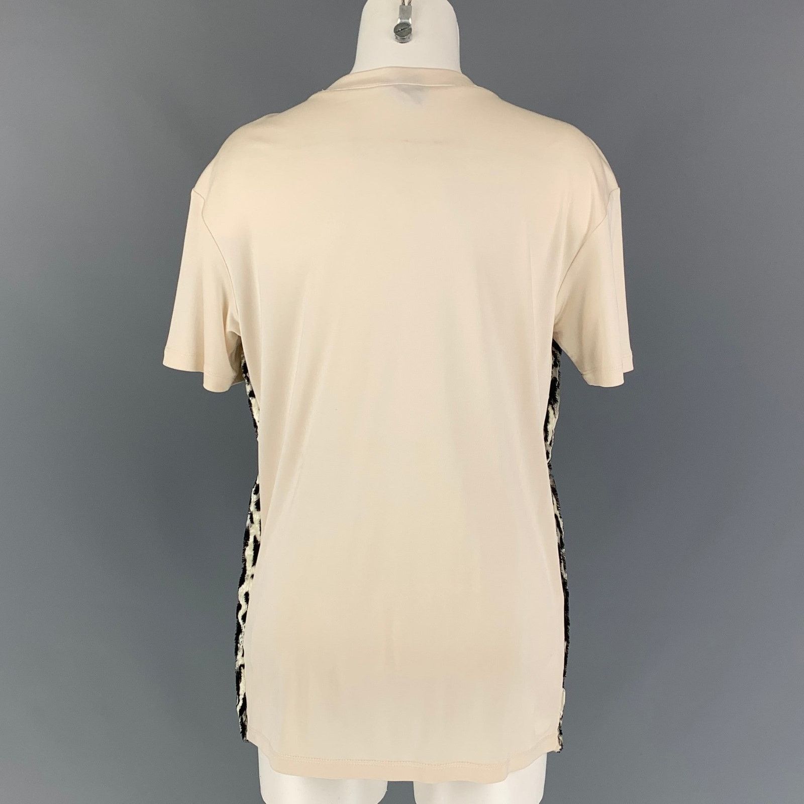 Giambattista Valli GIAMBATTISTA VALLI XS White Black Silk Animal Print T-Shirt Size XS / US 0-2 / IT 36-38 - 4 Thumbnail