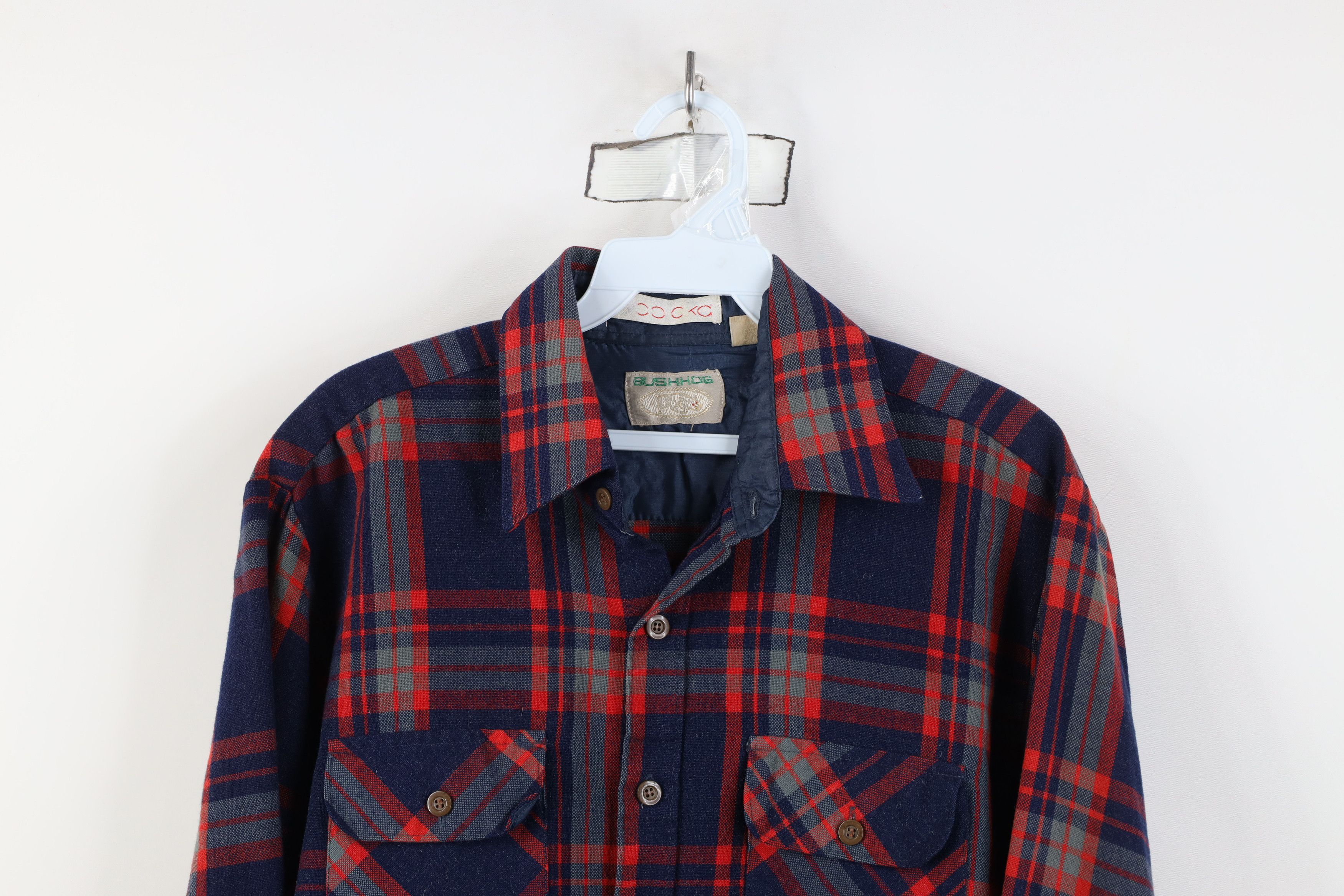 Vintage Vintage 70s Streetwear Wool Blend Knit Button Shirt Plaid Size US M / EU 48-50 / 2 - 2 Thumbnail