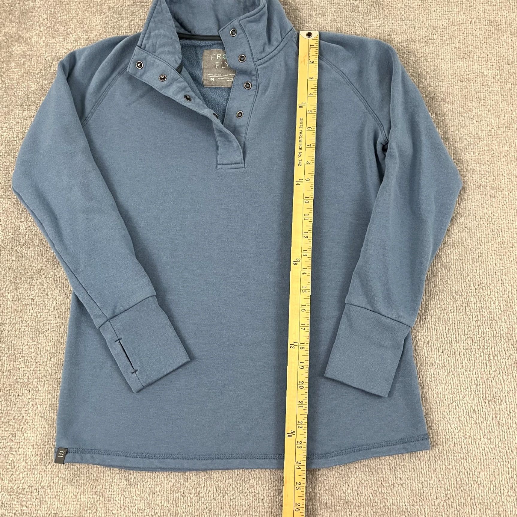 Vintage Free Fly Womens Medium Blue Henley Quarter Snap Hiking Sweater Jacket Pullover Size M / US 6-8 / IT 42-44 - 4 Thumbnail
