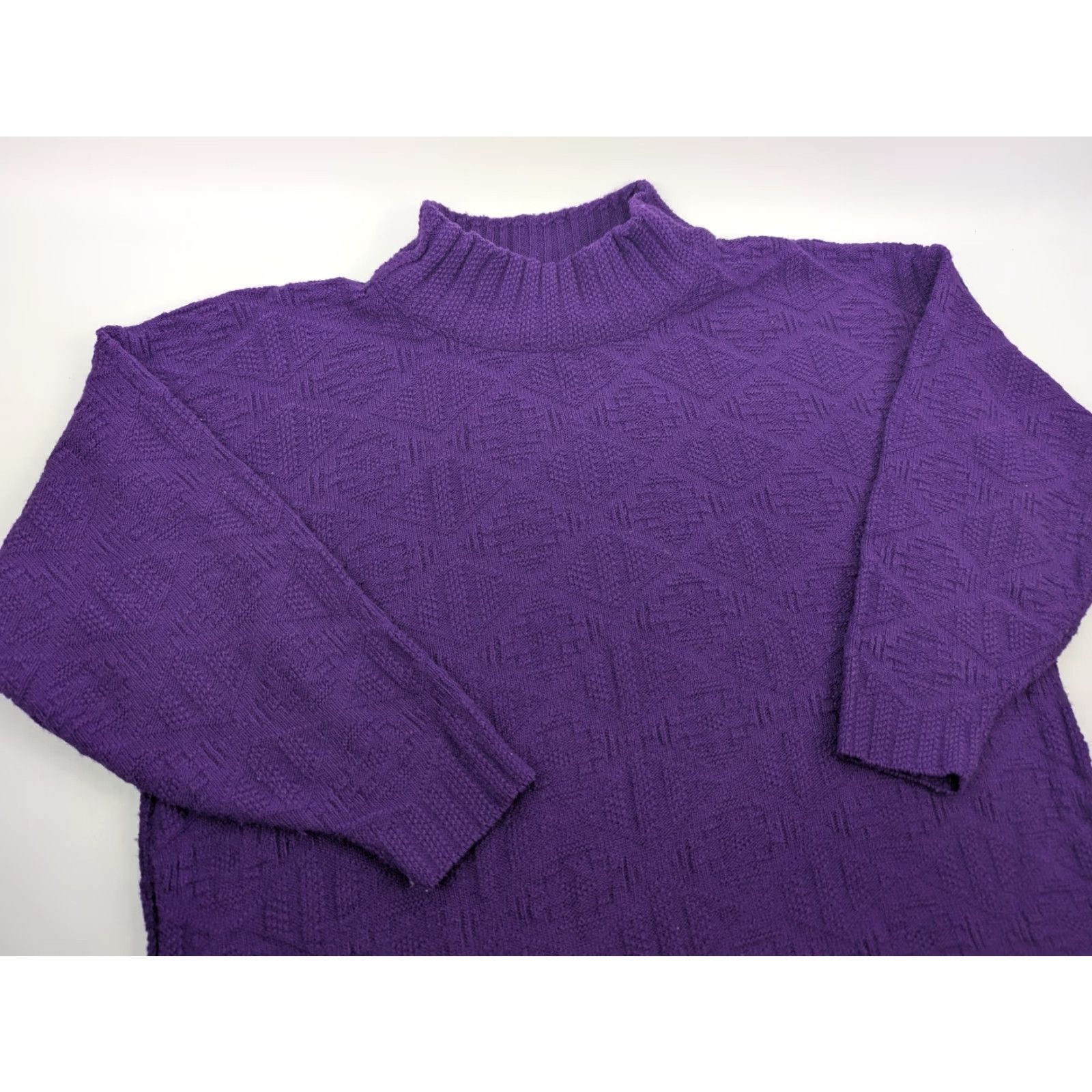 Etro VINTAGE Spunky Knit Sweater Purple Women's Large 80s 90s USA Retro Pullover Knit Sweatshirt pullover Dolman Crew Neck 100% Acrylic M Size L / US 10 / IT 46 - 2 Thumbnail