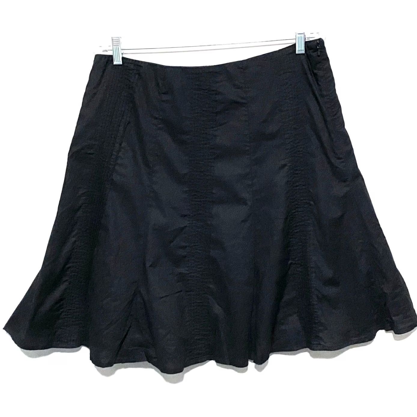 Vintage New York & Company Black Skirt 12 Pleated Panels A-Line Short Regular 12 Womens Workwear Boho Chic Fall Spring Summer Winter Closeout Size 34" / US 12 / IT 48 - 3 Thumbnail