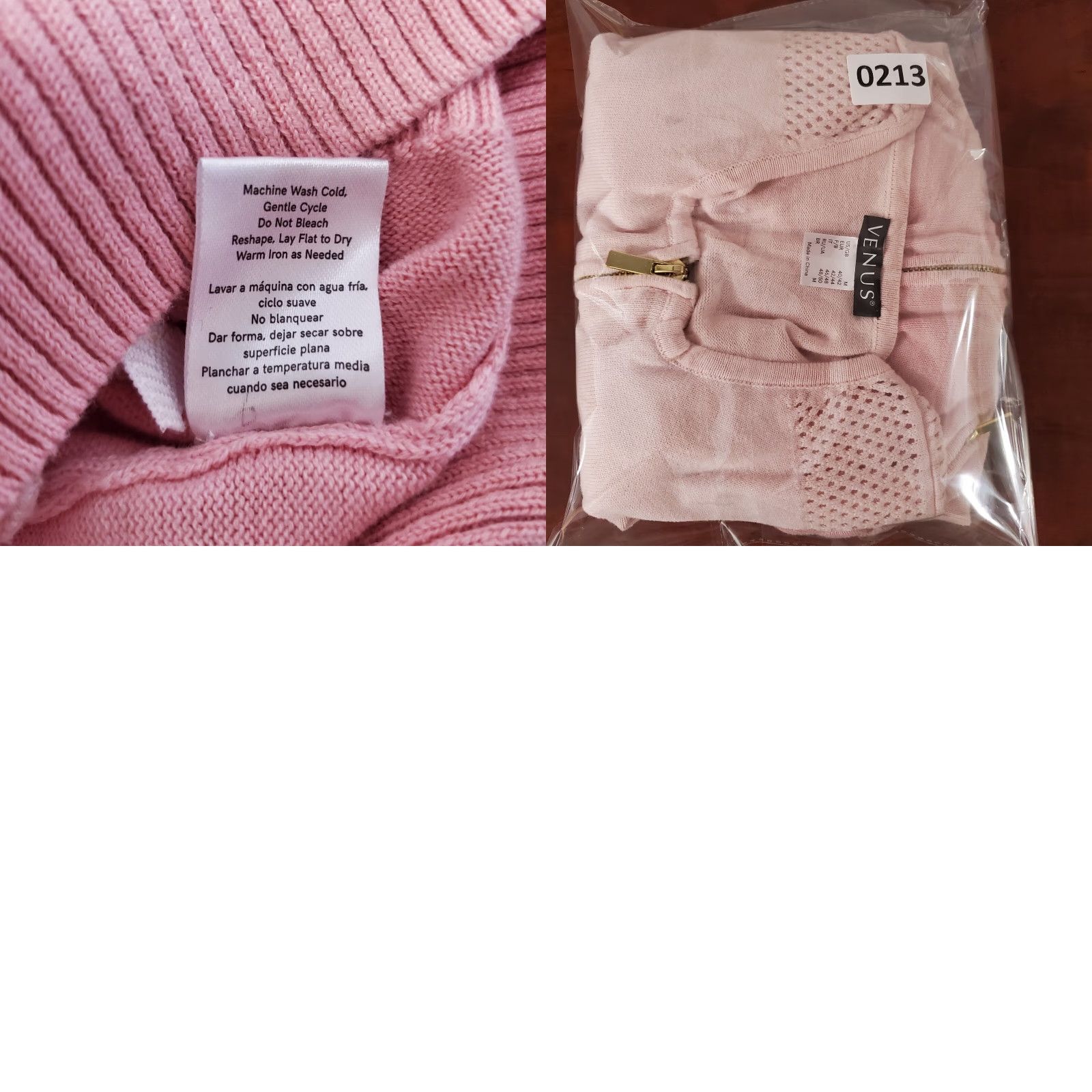 Venus VINTAGE: Not applicable; Venus Cardigan Women M Ombre Pink Knit Full Zip Perforated Long Sleeve Pockets Size M / US 6-8 / IT 42-44 - 9 Thumbnail