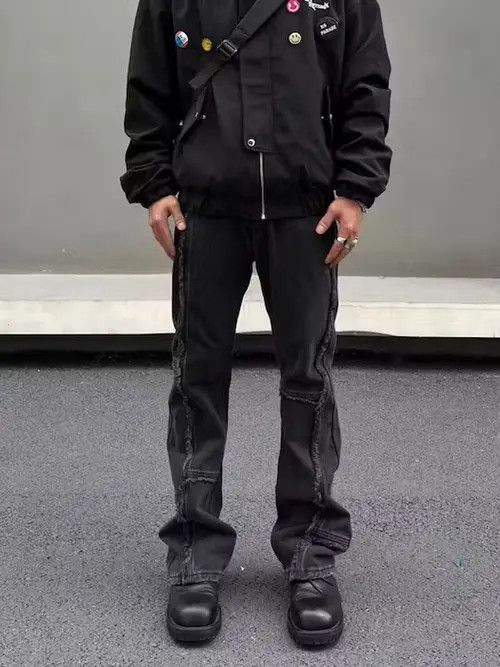 Other Vintage raw edge washed black micro-flared jeans Size US 30 / EU 46 - 1 Thumbnail