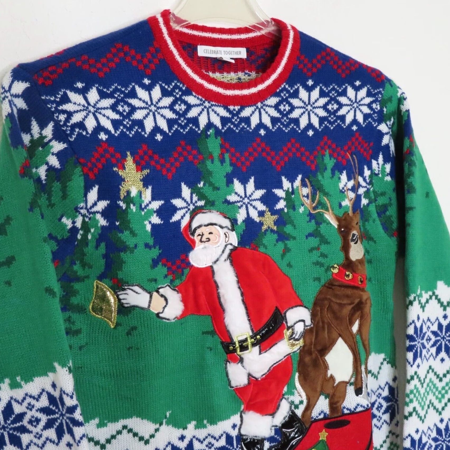 Vintage Mens Small Santa Claus Reindeer Christmas Knit Sweater Pullover Ugly Game Day Gift Boys Womens? Size US S / EU 44-46 / 1 - 2 Thumbnail