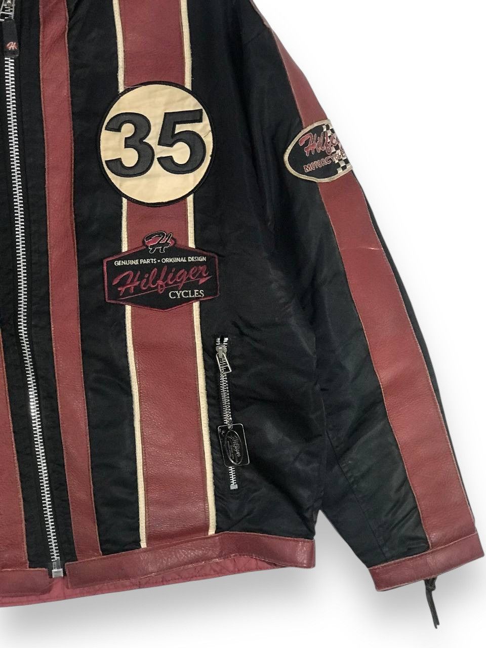 Tommy Hilfiger Vintage tommy hilfiger motorcycle leather jacket racing 35 Size US M / EU 48-50 / 2 - 2 Thumbnail