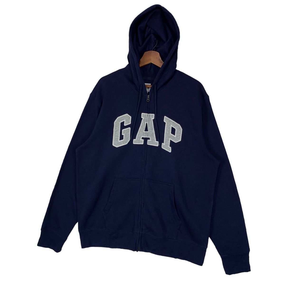 Gap × Vintage Vintage GAP Zip Up Hoodie Sweatshirt Big Logo Size US L / EU 52-54 / 3 - 3 Thumbnail