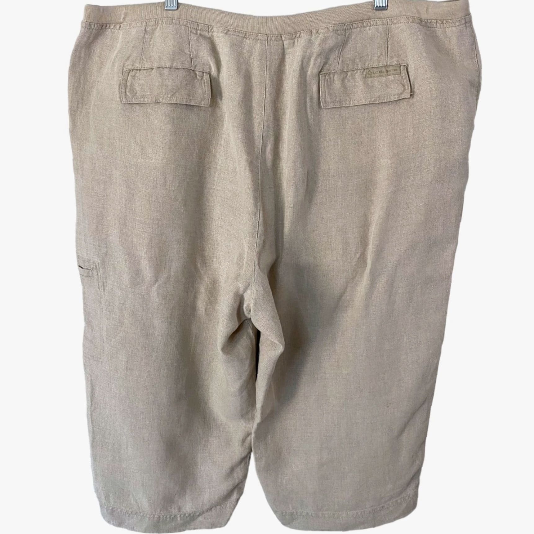 Liz Claiborne Liz Claiborne Livvy Linen Cropped Capri Pants Women's Petite 24P Tan Linen Snug Straight Cropped Pockets New With Tags Size 42" / US 20 - 3 Thumbnail