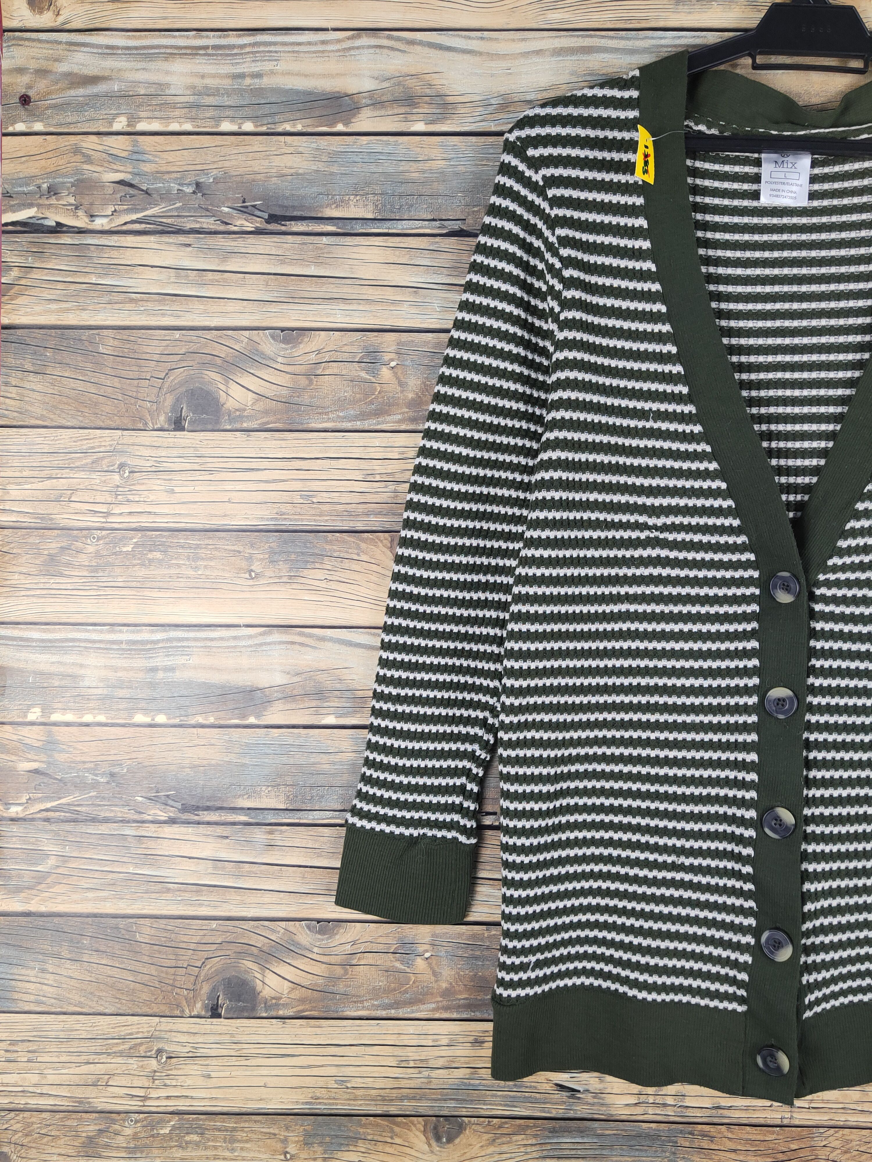 Homespun Knitwear × Japanese Brand Mix Olive stripe Knitwear Cardigan #W1354 Size US M / EU 48-50 / 2 - 3 Thumbnail