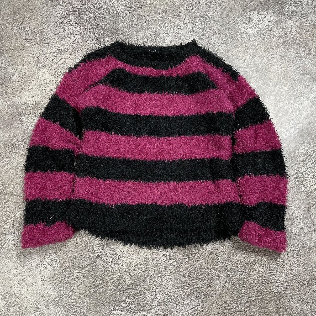 Vintage Vintage 90s Striped Fuzzy Sweater Pink Black Grunge Boxy XS Size XS / US 0-2 / IT 36-38 - 2 Thumbnail