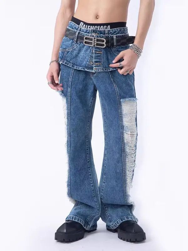 VIBE Street fringed side ripped bootcut jeans Size US 32 / EU 48 - 1 Thumbnail