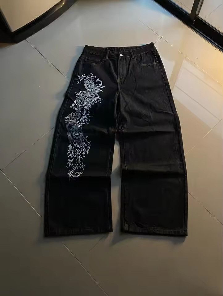 Japanese Brand printing baggy jeans y2K harajuku style Size US 34 / EU 50 - 2 Thumbnail