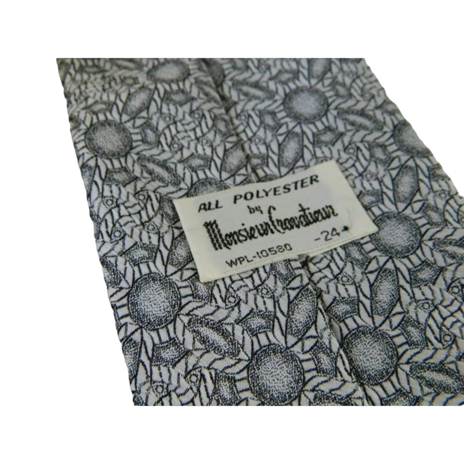 Vintage Vintage Wide White Black Geometric Monsieur Cravatieur Tie Size ONE SIZE - 6 Thumbnail