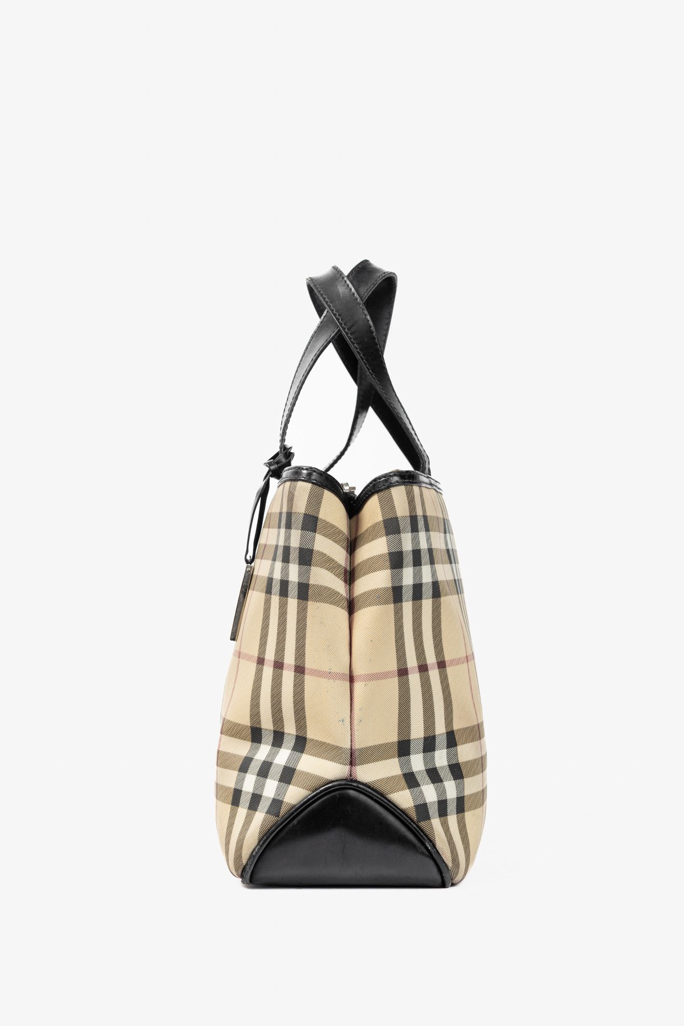 Burberry Burberry House-Check Canvas Leather-Trim Tote Size ONE SIZE - 3 Thumbnail