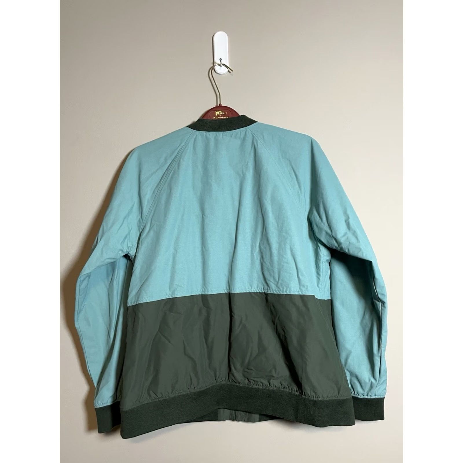 Vintage L.L. Bean Womens Bomber Jacket Fleece Lining Zip Pockets Stand-Up Collar Ocean Teal Large (D448) Size L / US 10 / IT 46 - 5 Thumbnail