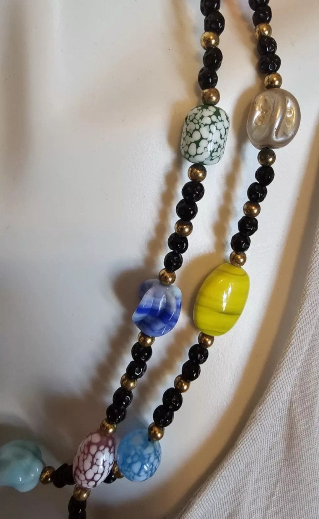 Handmade Antique Vintage 53" Lampwork Glass Beads Flapper Necklace Size ONE SIZE - 12 Thumbnail