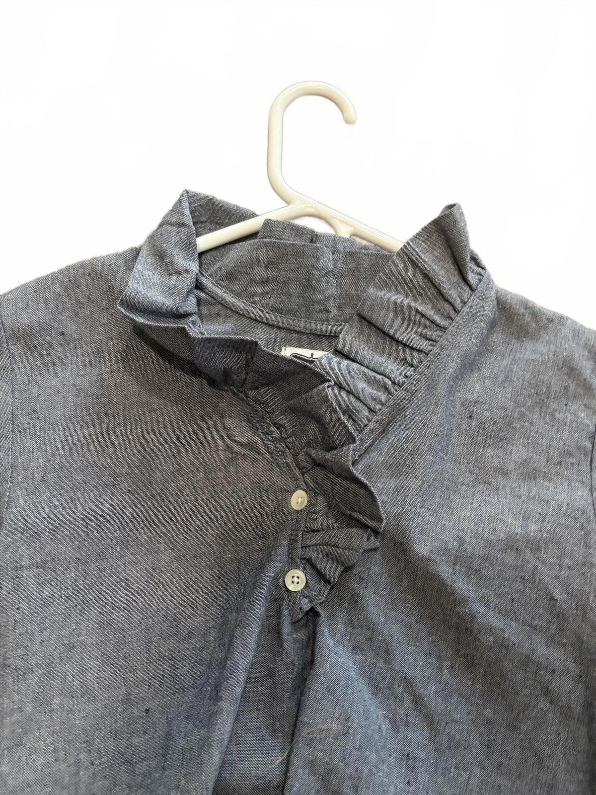 Other Mud Pie Womens XS Gray Ruffle Collar Long Sleeve Shirt Denim Size US XS / EU 42 / 0 - 2 Thumbnail