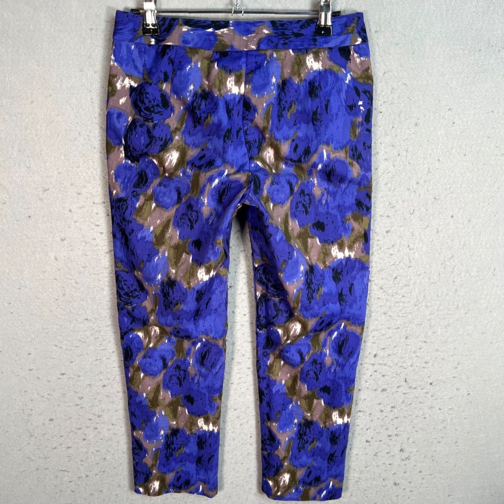 Boden VINTAGE Boden Womens Cropped Trousers Pants Size 12P Petite Blue Cotton Summer Casual Women Size 34" / US 12 / IT 48 - 2 Thumbnail