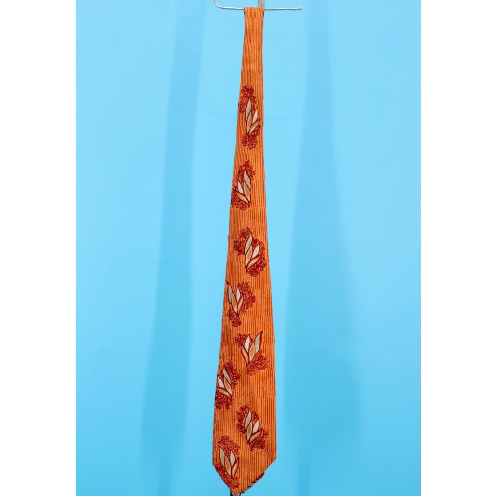 Vintage VTG 1940s Orange Striped Abstract Necktie Tie Men’s Size ONE SIZE - 3 Thumbnail