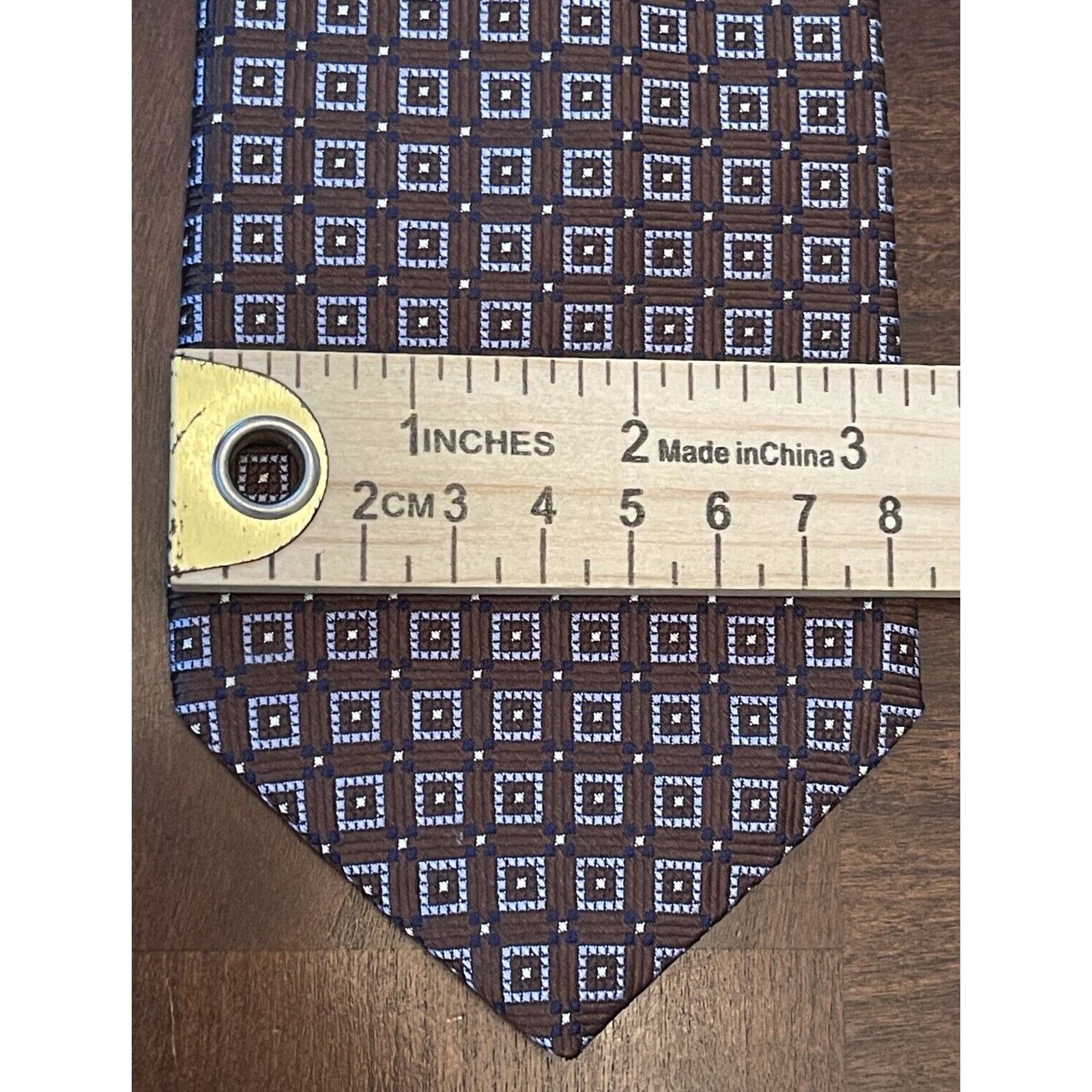 Other HSM Brown Blue 100% Imported Silk Men’s Neck Tie Made In Usa Size ONE SIZE - 4 Thumbnail