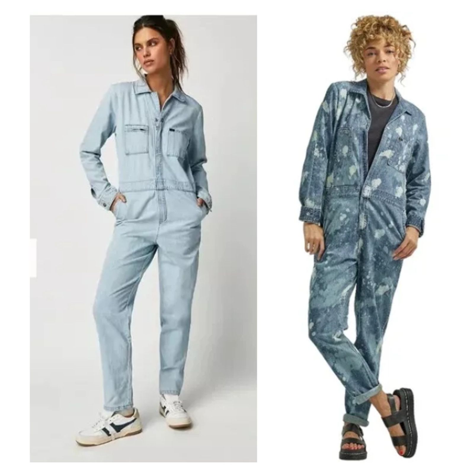 Lee LEE UNION-ALLS DENIM ZIP JUMPSUIT LT BLUE OR SPLATTER Size 25" / US 0 / IT 36 - 1 Preview