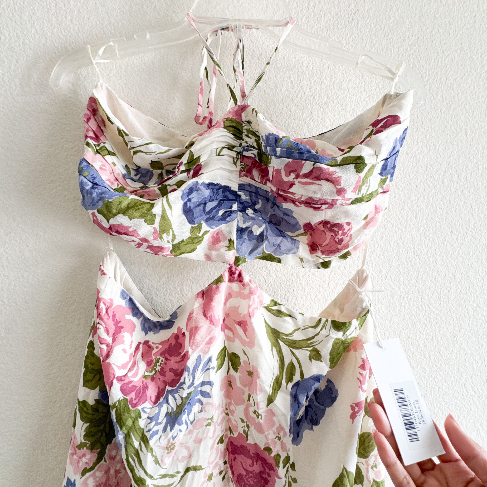 Reformation Reformation New Riya Floral Halter Cutout Midi Dress Donna Size L / US 10 / IT 46 - 3 Thumbnail