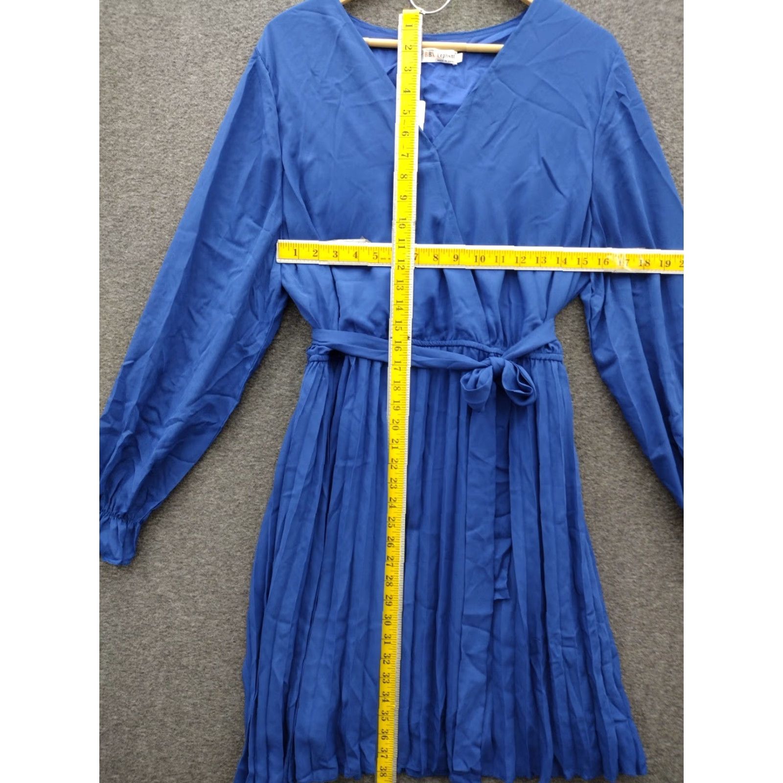 Vintage BBX Lephsnt Women's 2XL Navy Blue Wrap Dress Shirt 2XL Navy Bell Sleeve Casual 80s 90s Womens Size 40" / US 18 - 4 Thumbnail