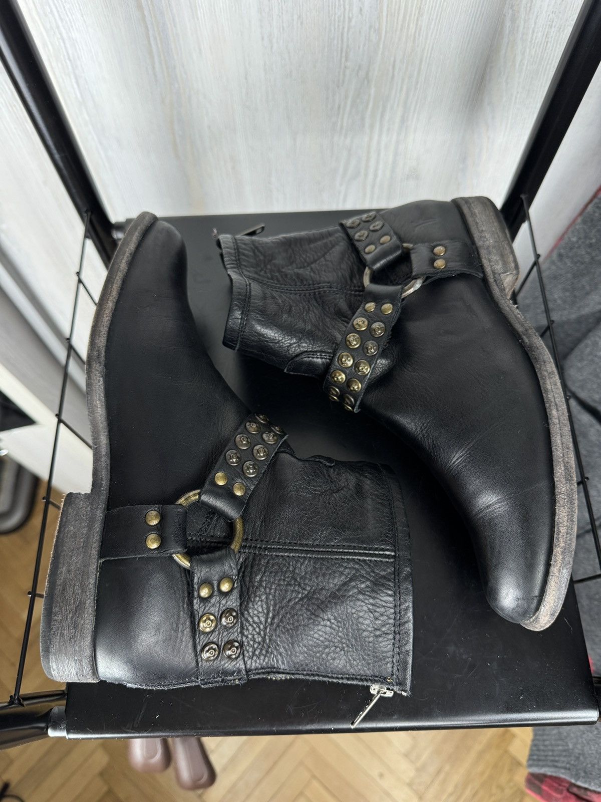 Frye Frye Phillip Studded Harness Boots Mid Calf Leather Studs 9B Size US 9 / IT 39 - 10 Thumbnail