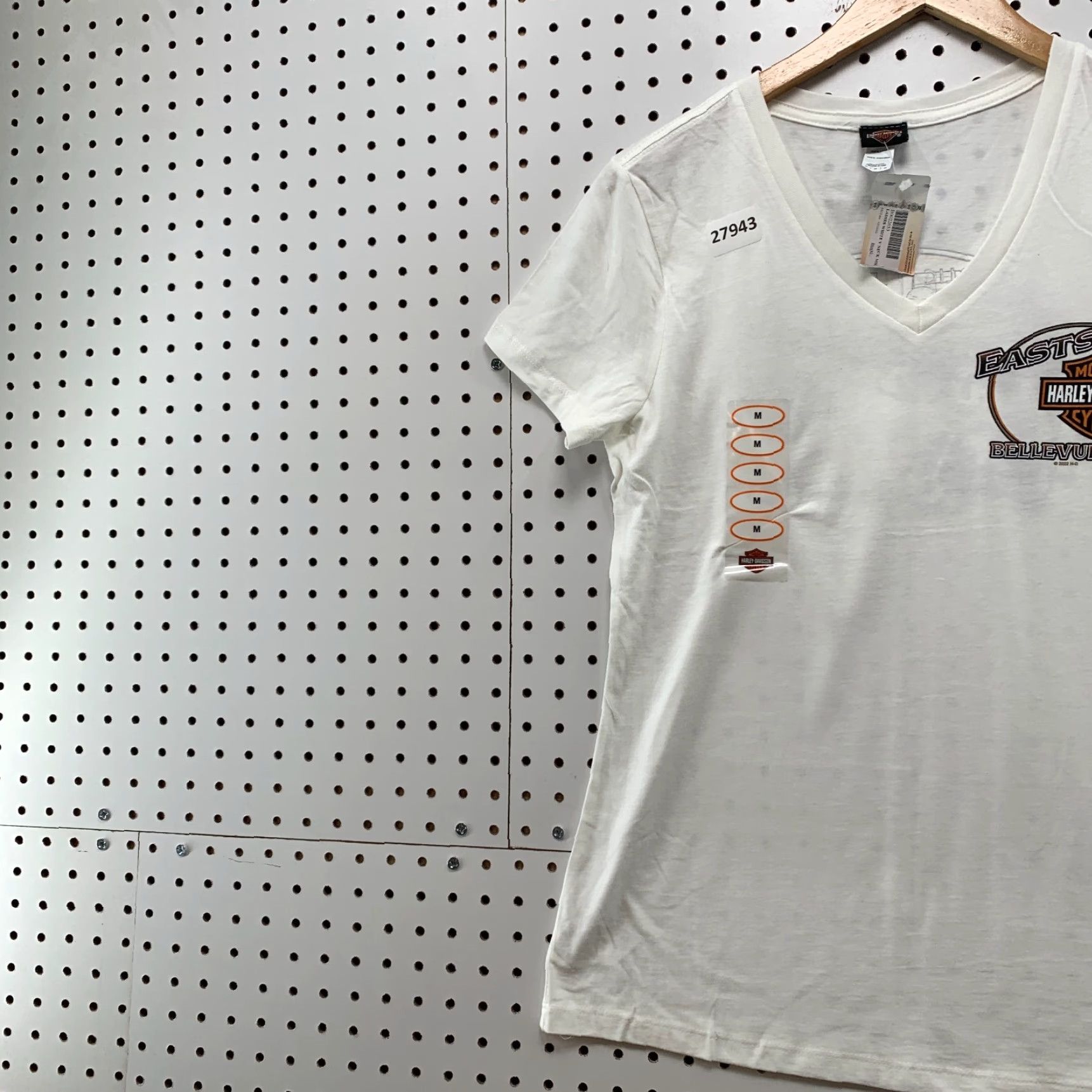 Harley Davidson Harley-Davidson Shirt Women's White Medium T-Shirt V-Neck Bike Motorcycle 90s or Classic Style Womens Size M / US 6-8 / IT 42-44 - 4 Thumbnail
