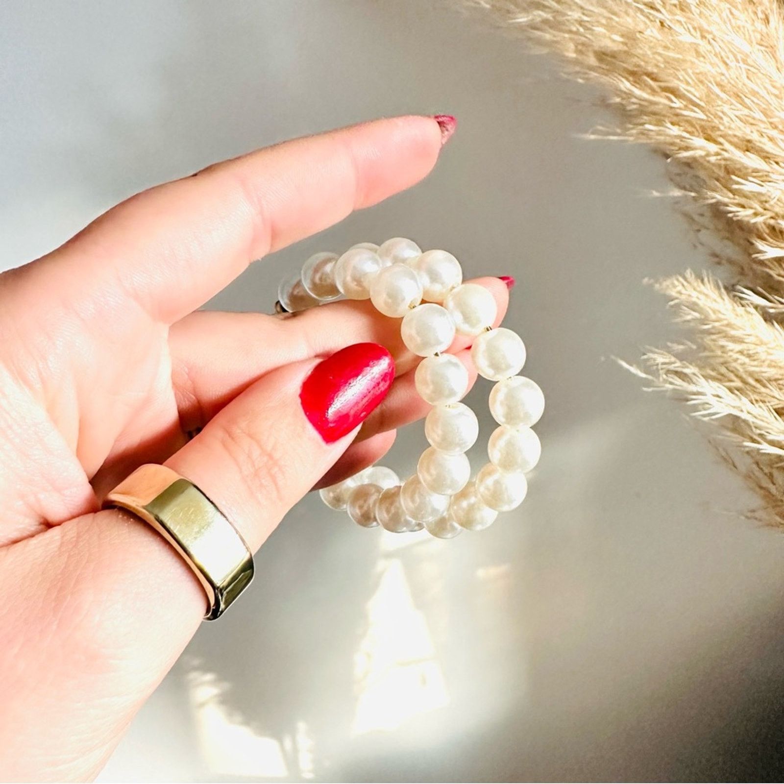 NEW NORDSTROM REVOLVE White Chunky Pearl Hoop Stud Earrings