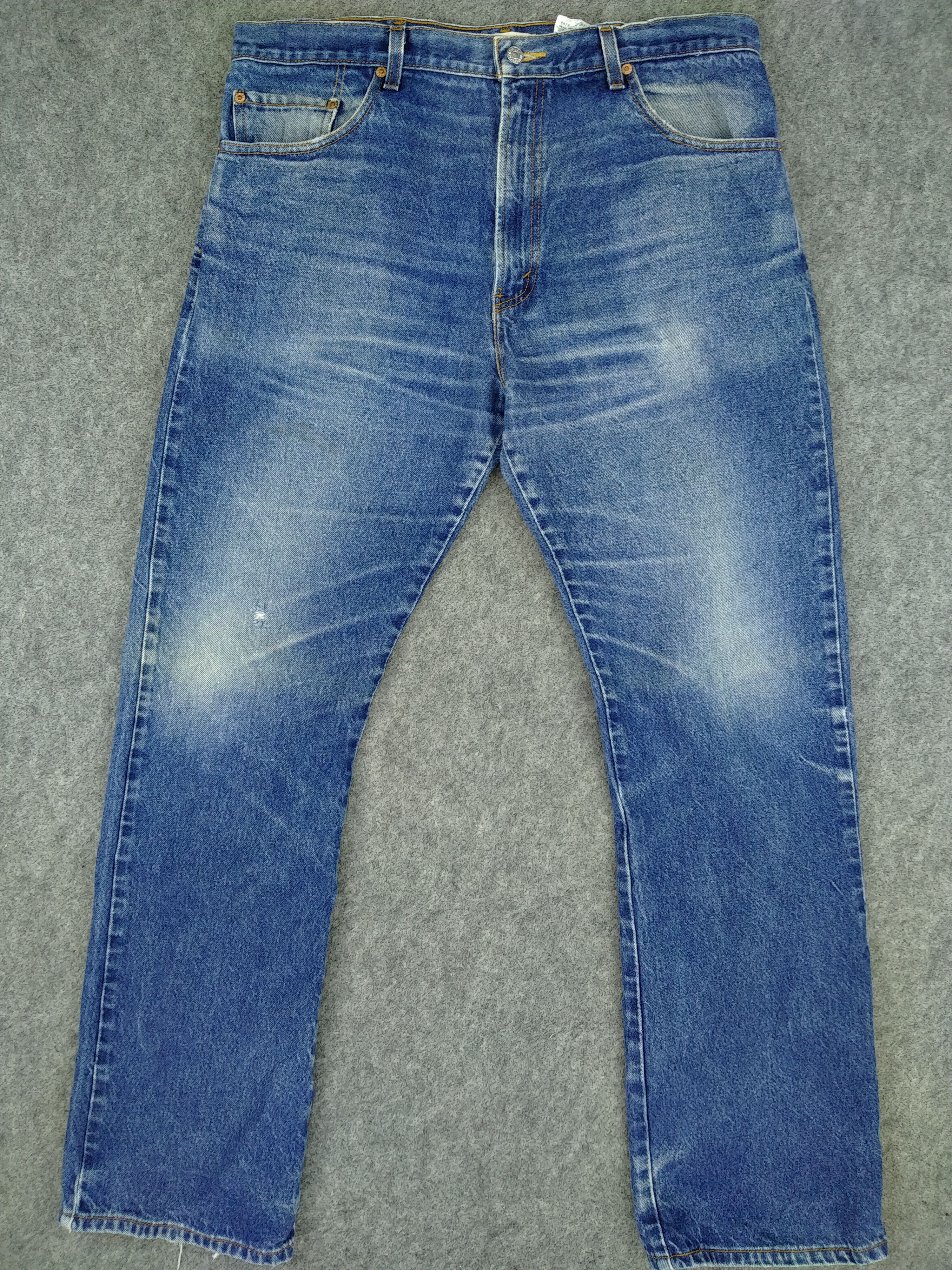 image of Distressed Denim x Hype Boot Cut Vintage Levi's 517 Flare 37X34.5 Denim -Jn1035 in Blue Distressed
