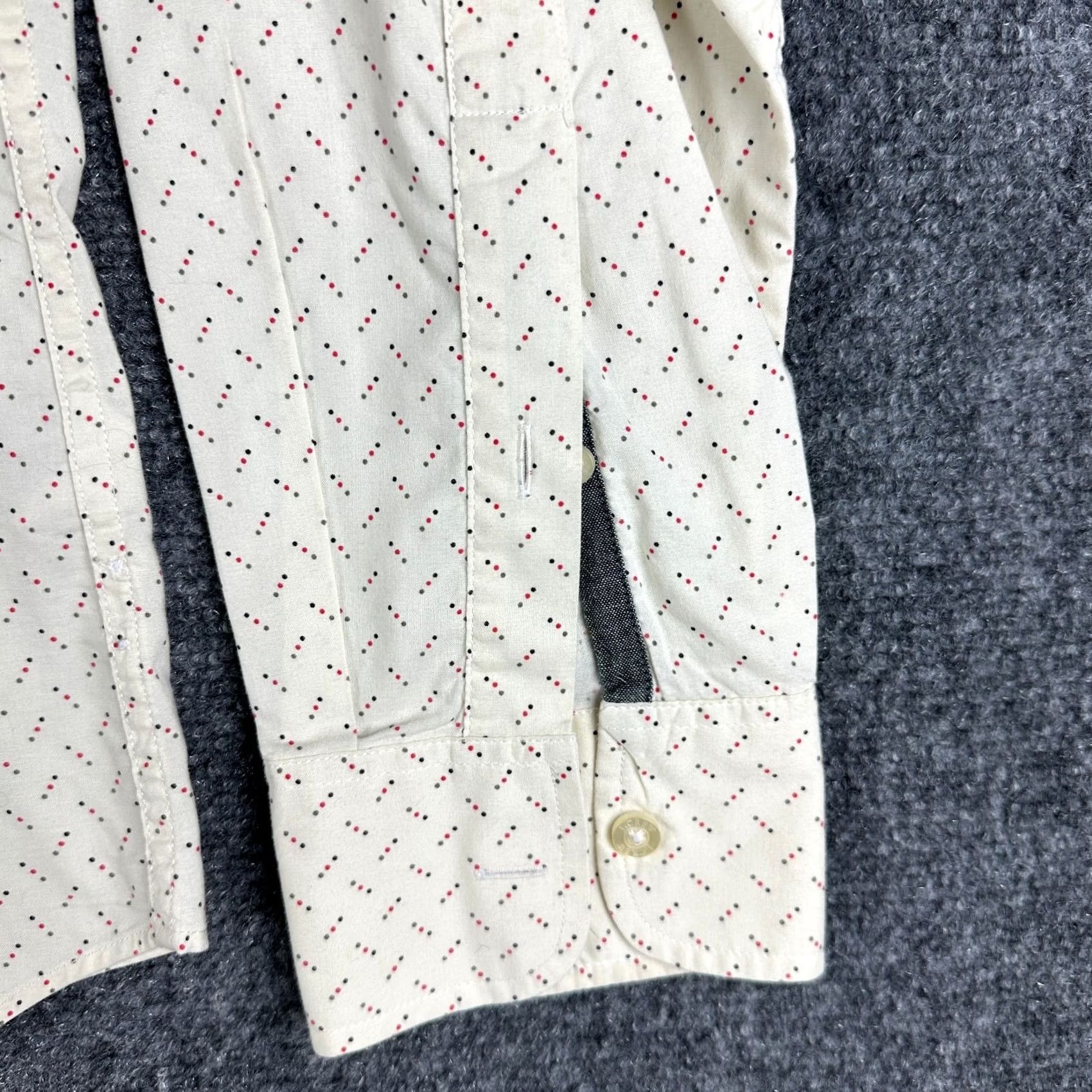 J.Crew J.CREW Shirt Men M Button-Down Cream Cotton Dotted Pocket Long Sleeve Button Up Adult Regular Size M Ivory Geometric Classic Modern Size US M / EU 48-50 / 2 - 3 Thumbnail