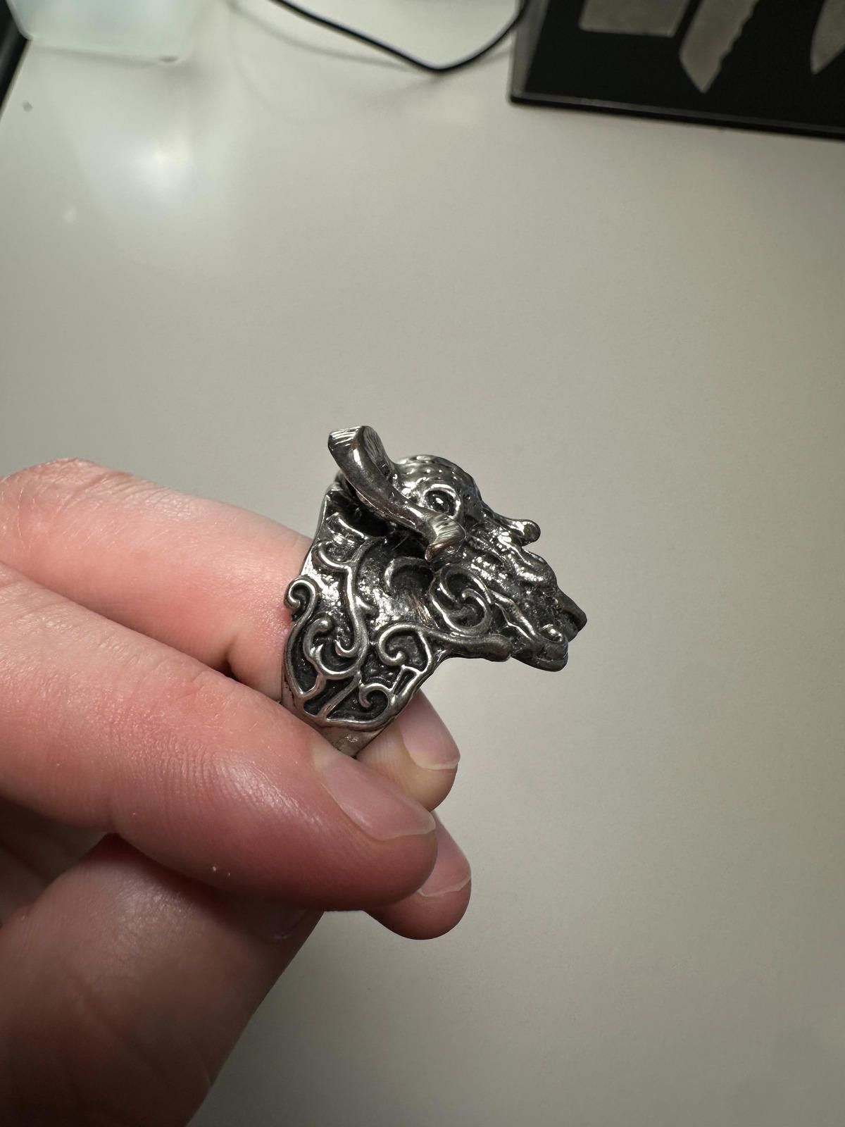The Unbranded Brand Intricate Silver Ram Skull Ring with Horns Size ONE SIZE - 2 Thumbnail