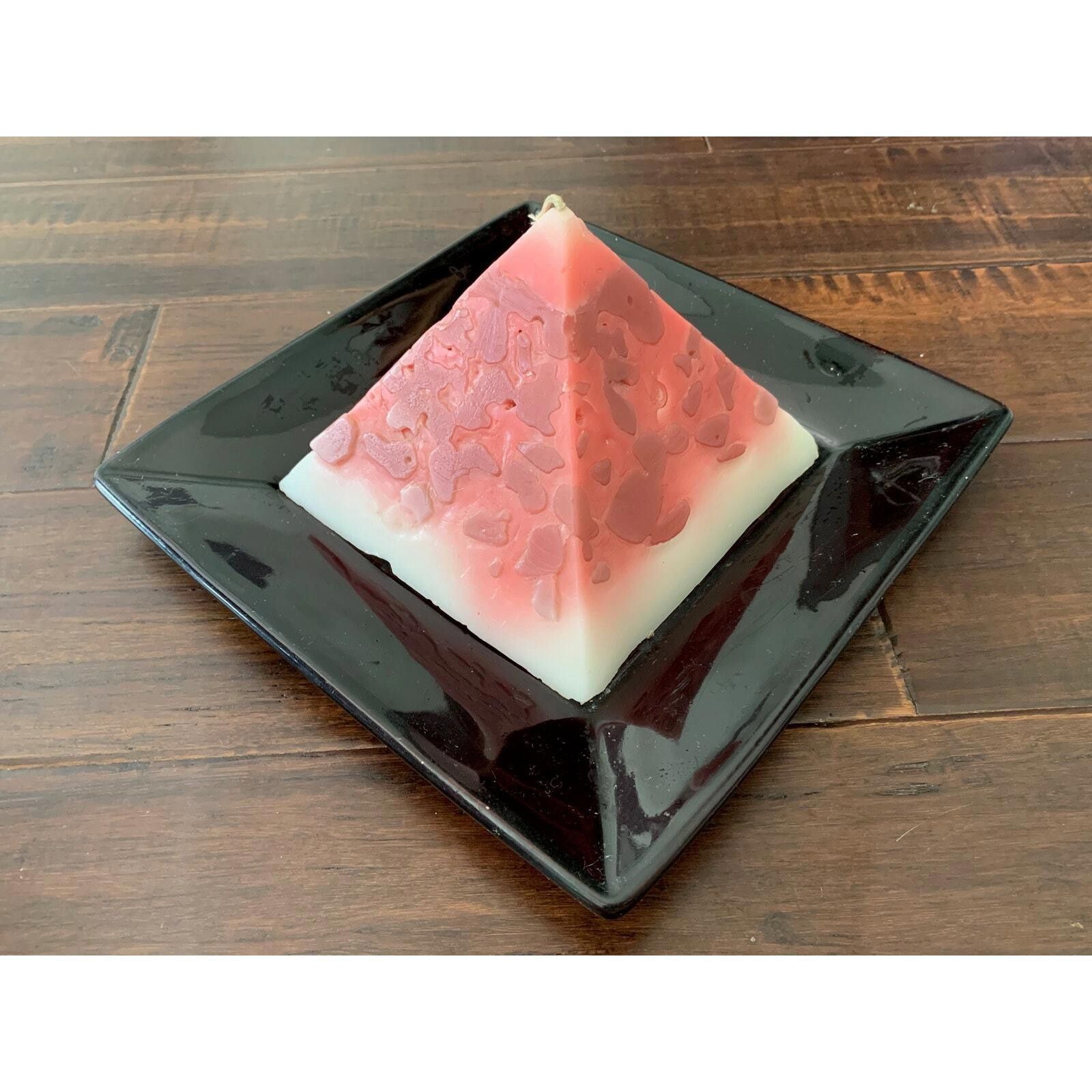 Unknown London Red and White Pyramid Candel with Black Plate Base Size ONE SIZE - 1 Thumbnail