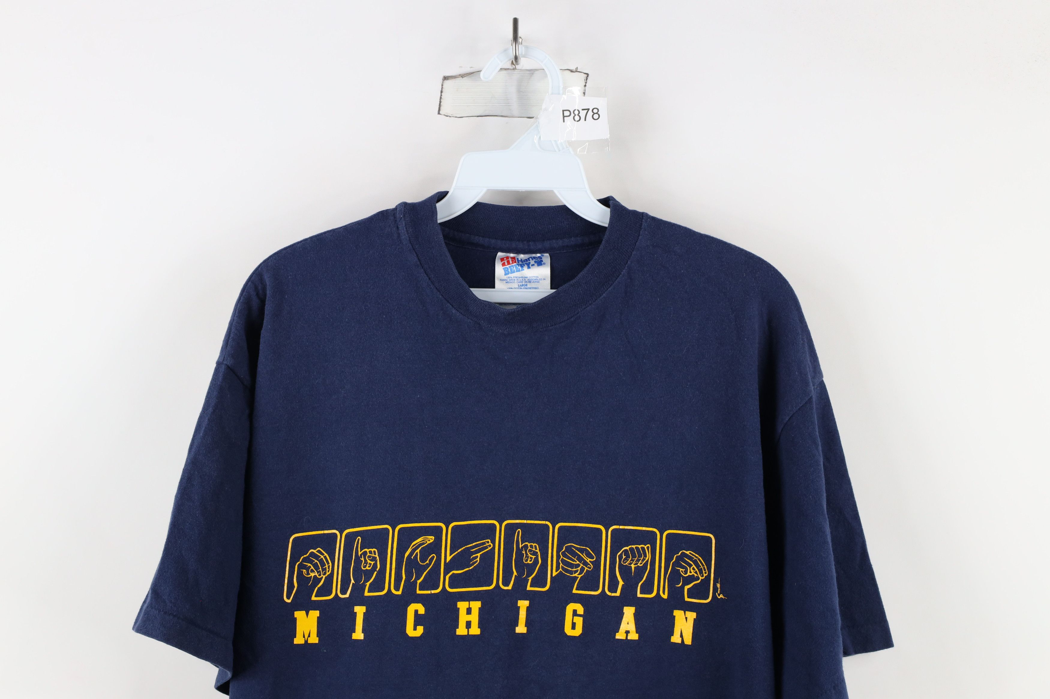 Vintage Vintage 90s Out Sign Language University of Michigan T-Shirt Size US L / EU 52-54 / 3 - 2 Thumbnail