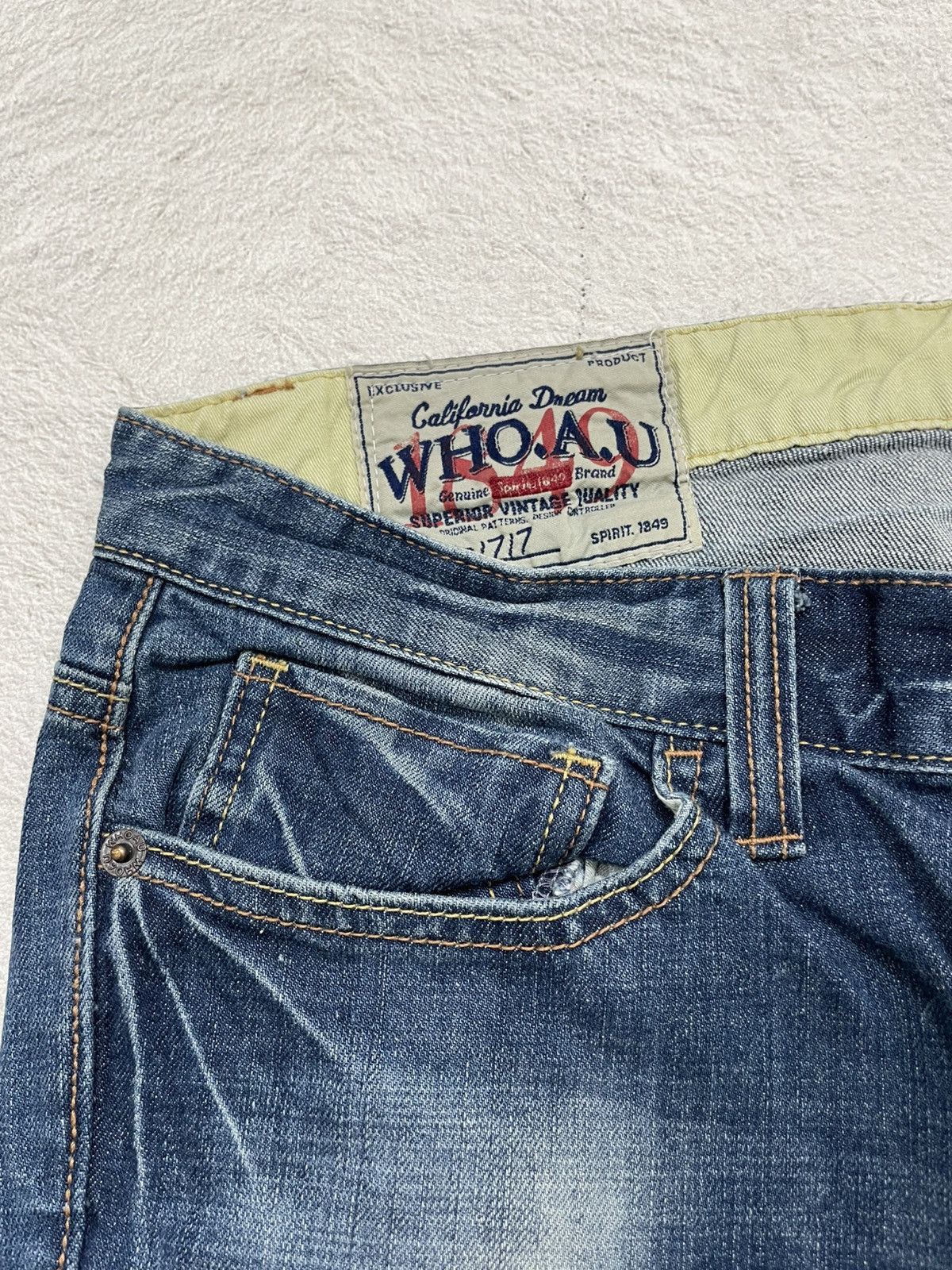 Japanese Brand 2000s WHO.A.U Japan Denim Faded Lightning Jeans Y2k Size US 34 / EU 50 - 5 Thumbnail