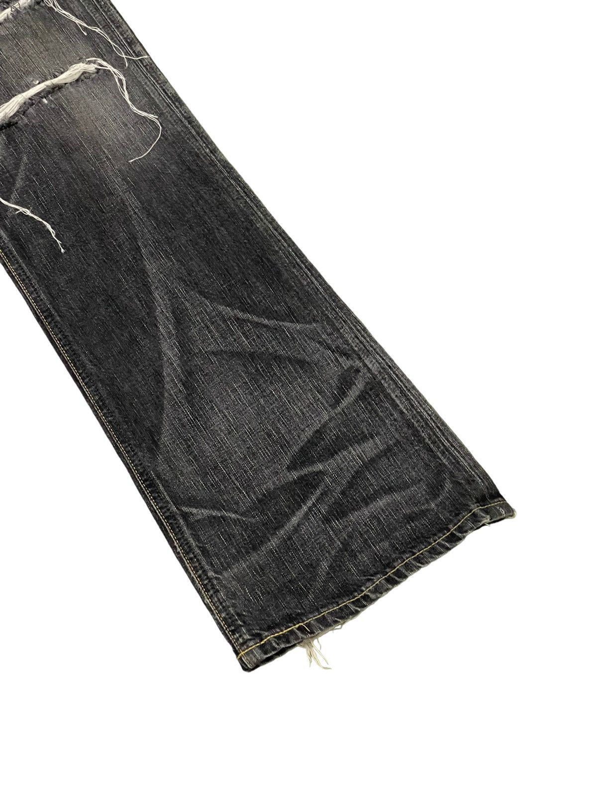 Japanese Brand Flare Jeans Edwin Japan Faded Black Distress Boot Cut 8🟦2 Size US 33 - 4 Thumbnail