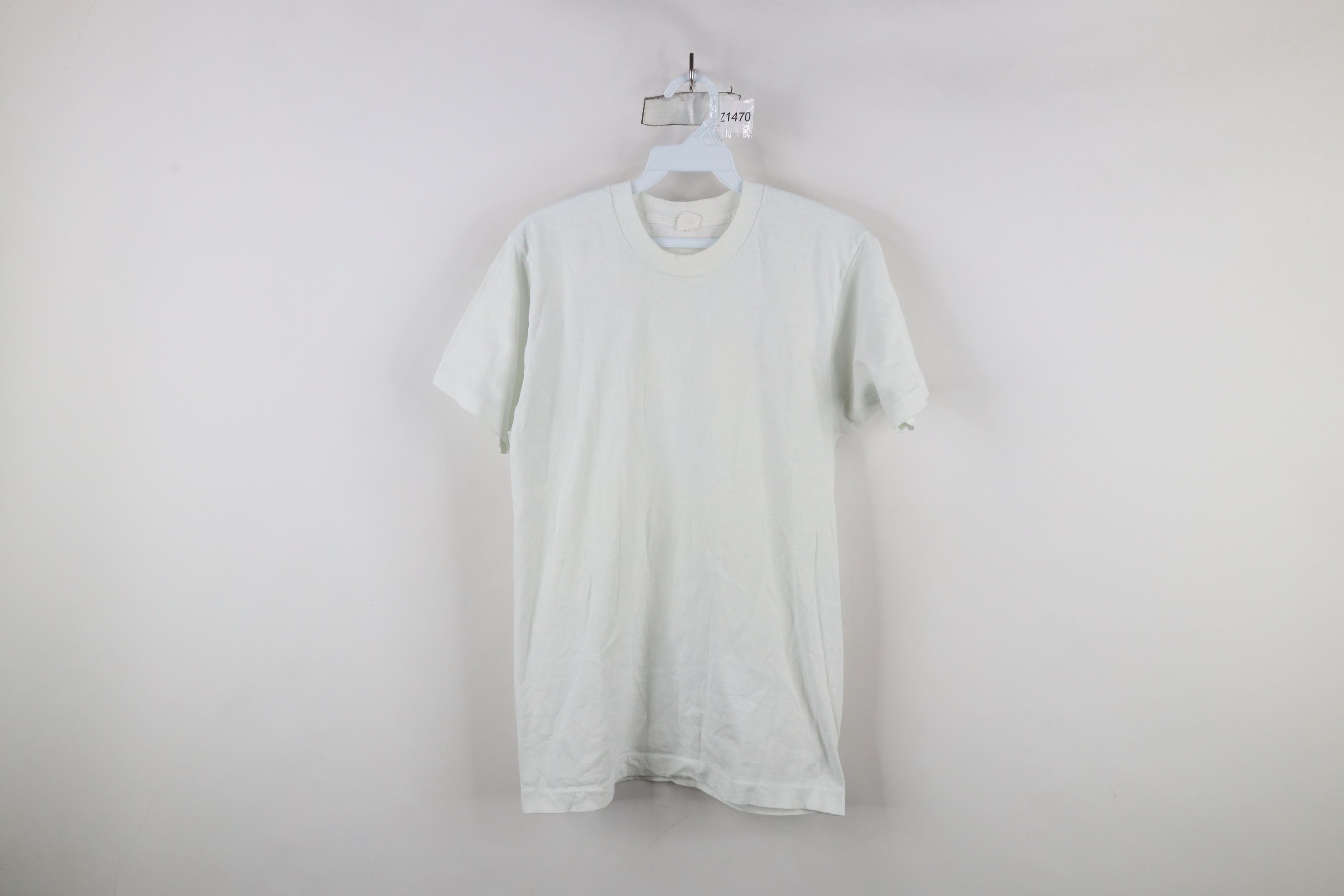 Vintage Vintage 80s 90s Streetwear Blank Cotton T-Shirt White USA Size US M / EU 48-50 / 2 - 1 Thumbnail