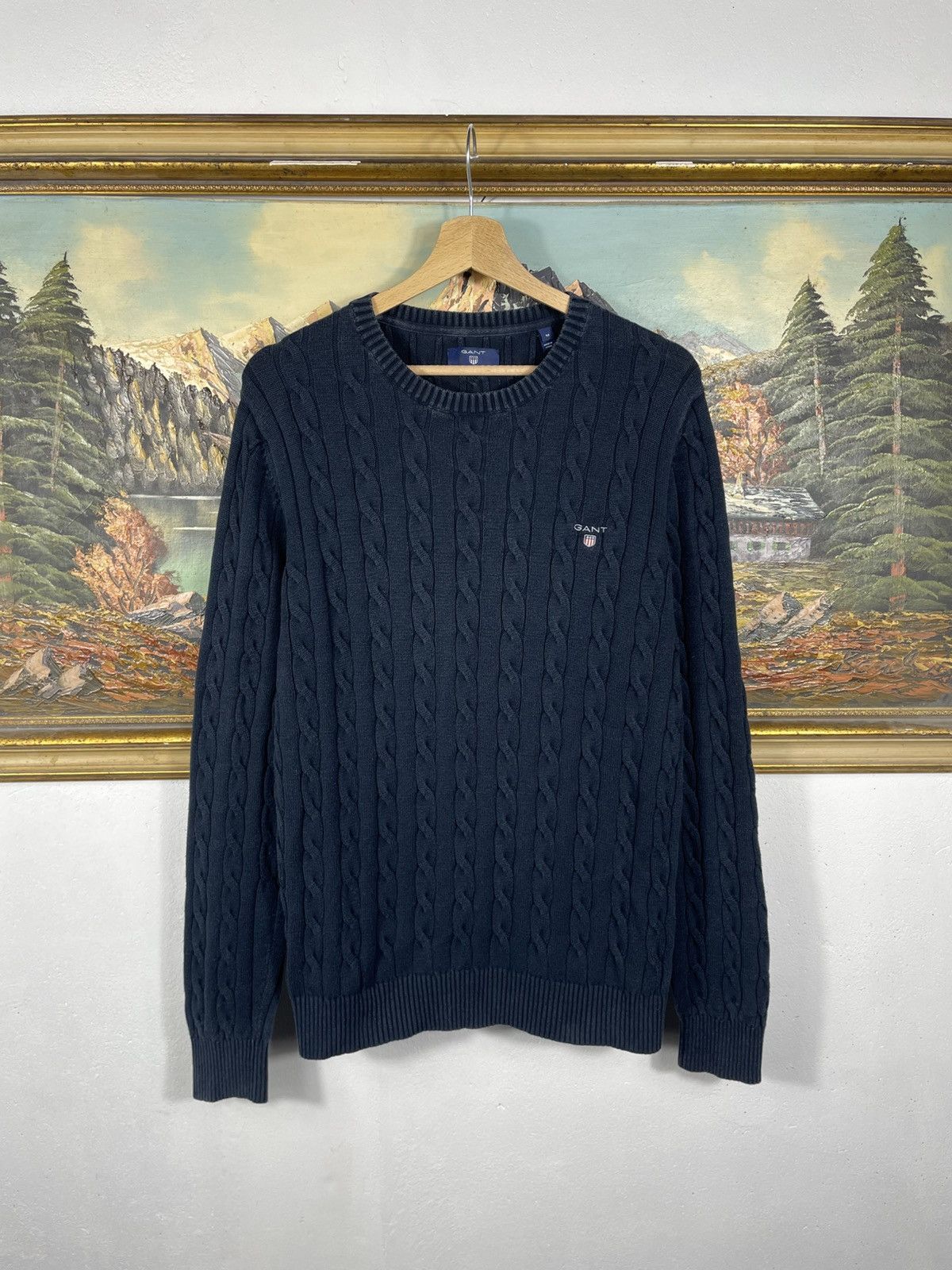 Gant Gant Navy Knitted Jumper Pull Premium Luxury Braid Knitwear Size US M / EU 48-50 / 2 - 1 Thumbnail