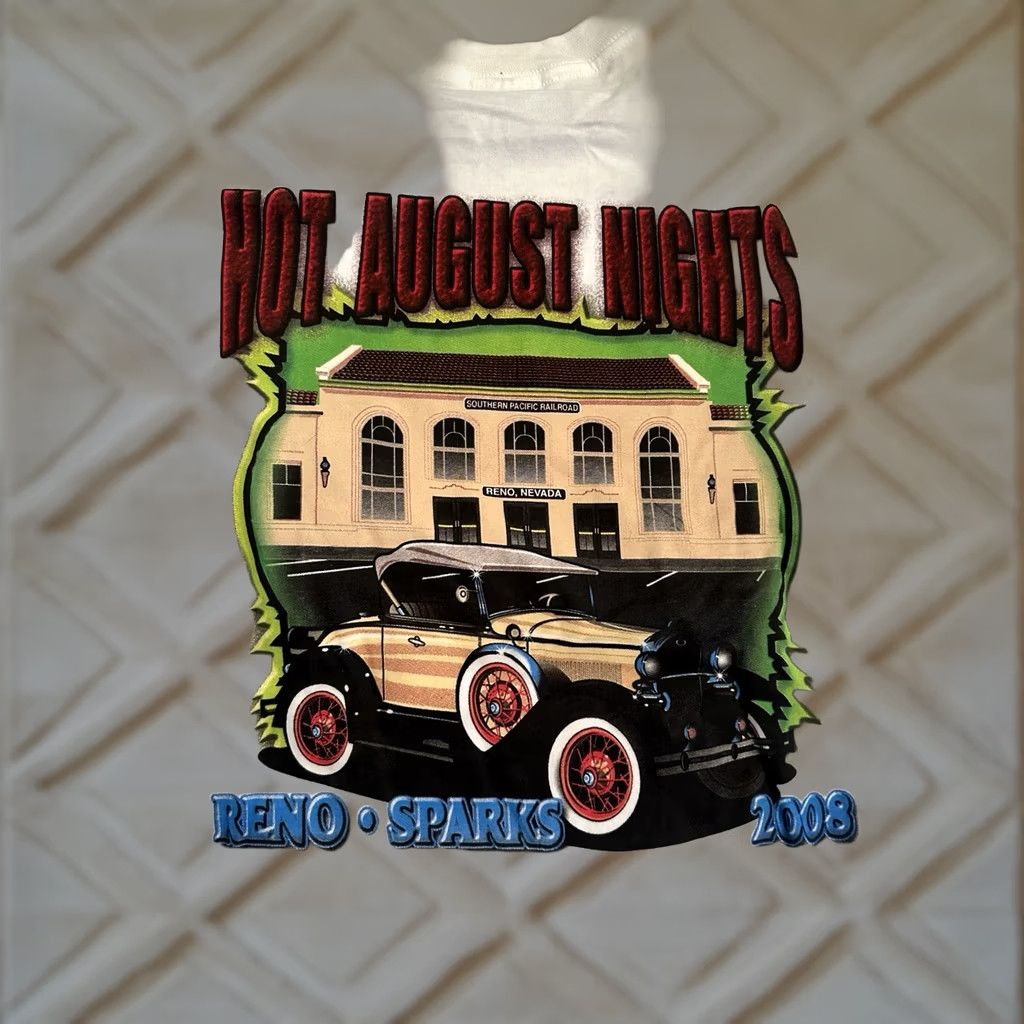 Vintage Hot August Nights 2008 Reno Classic Car Show T-Shirt Men XL Short Sleeve White Cars Size US XL / EU 56 / 4 - 1 Thumbnail