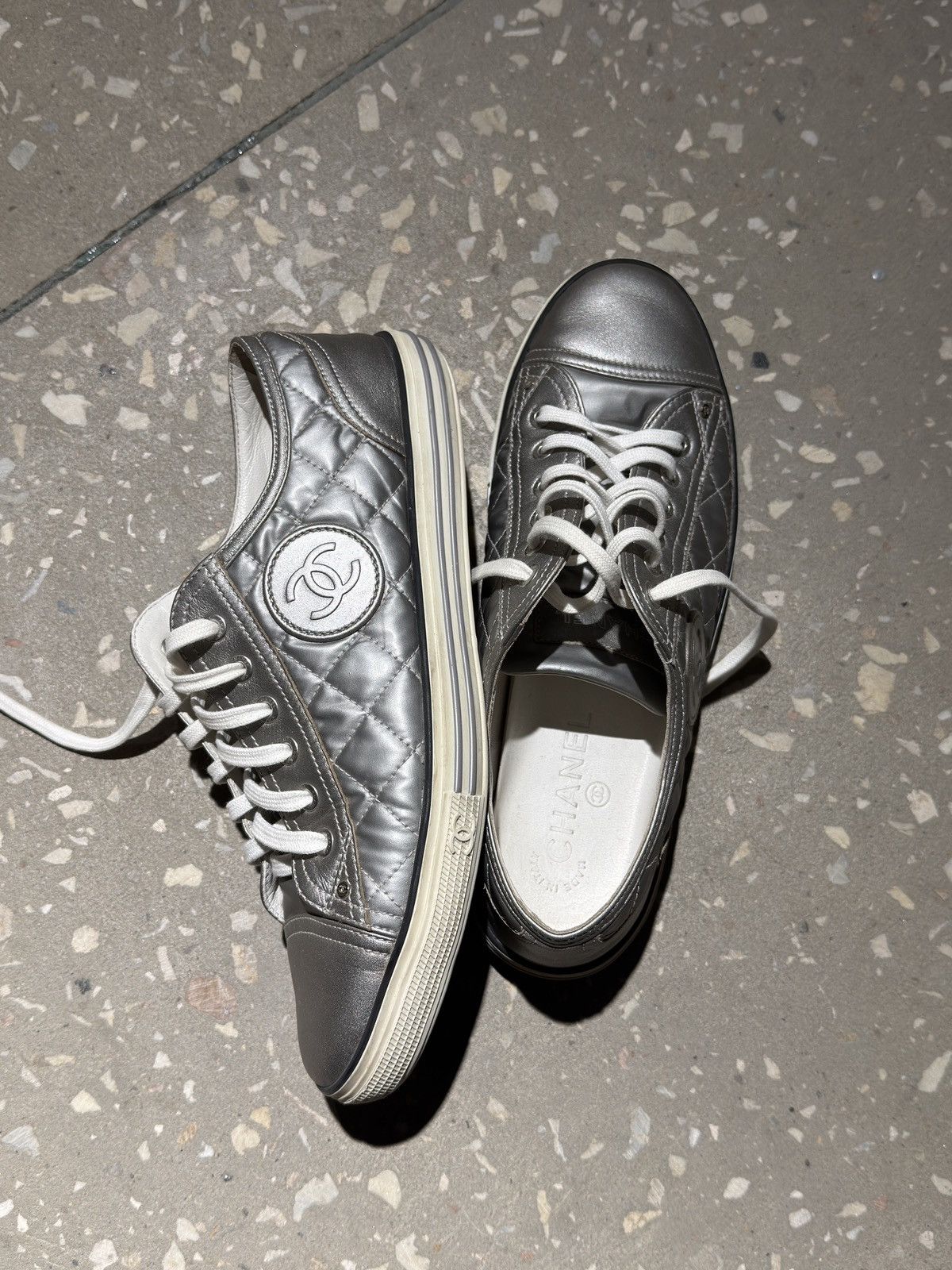 Chanel Chanel silver sneakers Size US 10 / IT 40 - 1 Thumbnail