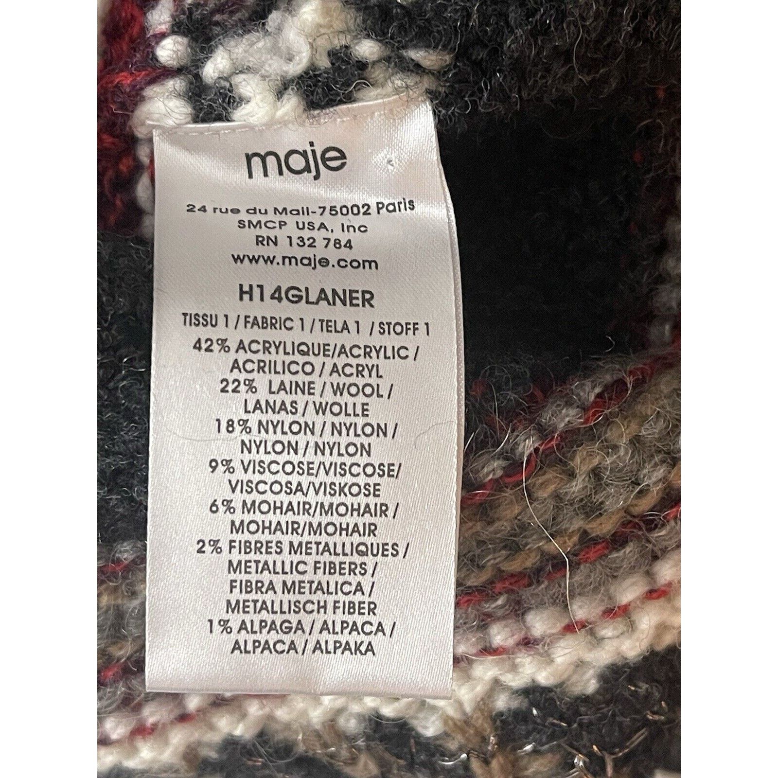 Maje Maje Pullover Wool Blend Red Gray Sweater Size Small NWOT Size S / US 4 / IT 40 - 8 Thumbnail
