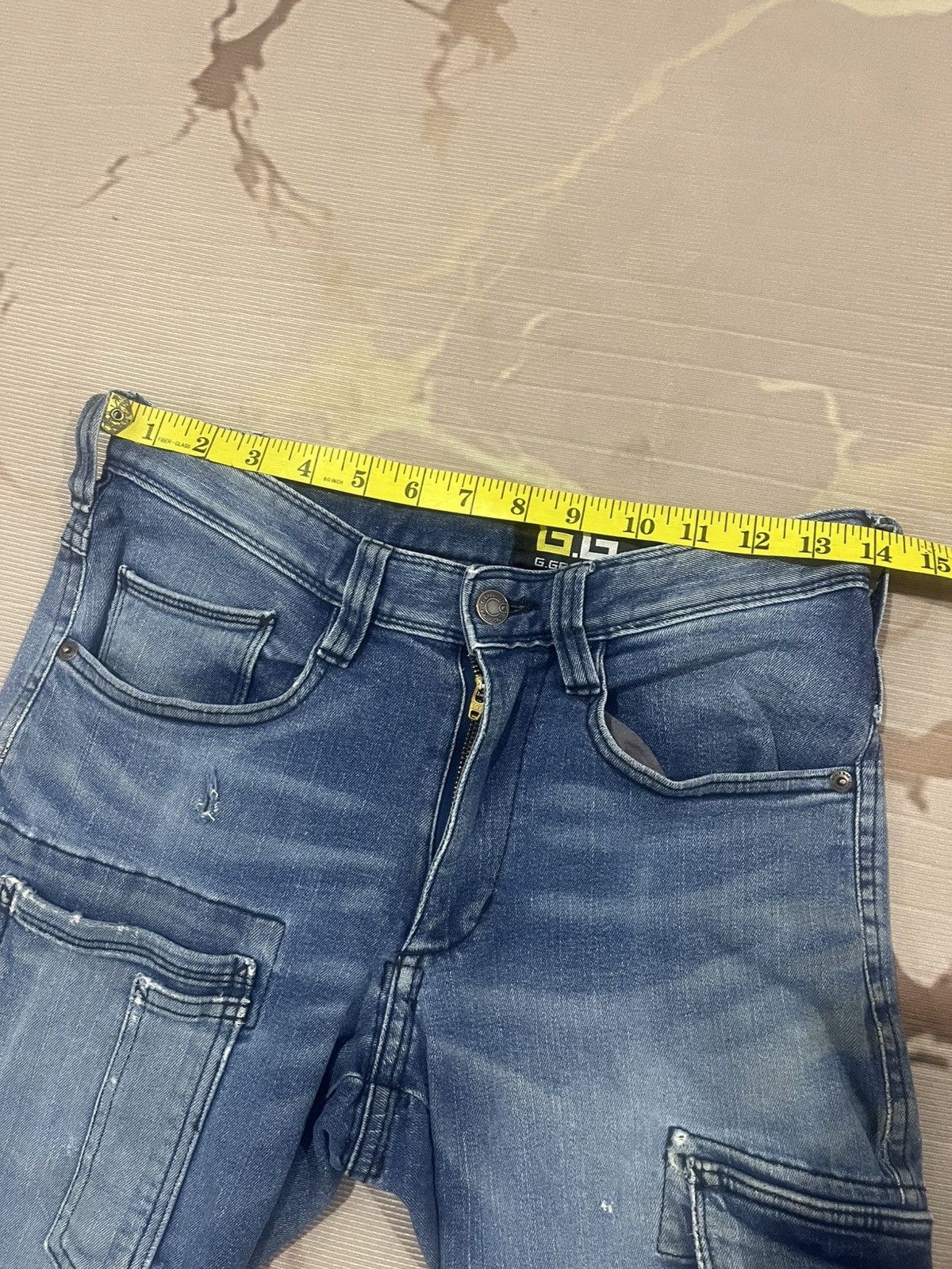 Japanese Brand G.Ground Cargo Denim Jeans Distressed Repair Streetwear Size US 28 / EU 44 - 14 Thumbnail