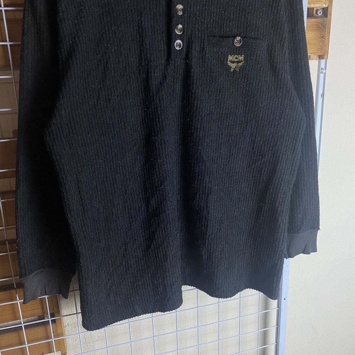 MCM Vintage MCM Logo Pocket Long Sleeve Henley Shirt Black Size US M / EU 48-50 / 2 - 4 Thumbnail