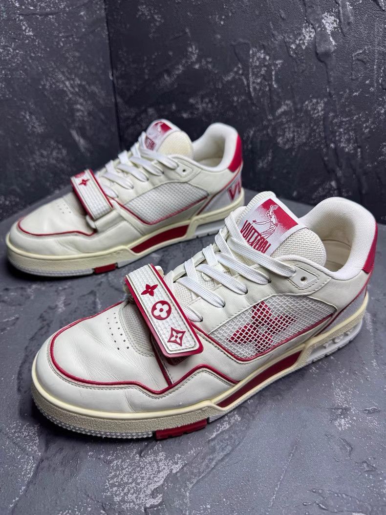 Louis Vuitton LV Trainer White & Red Velcro Sneakers Q10 Size US 8 / EU 41 - 7 Thumbnail
